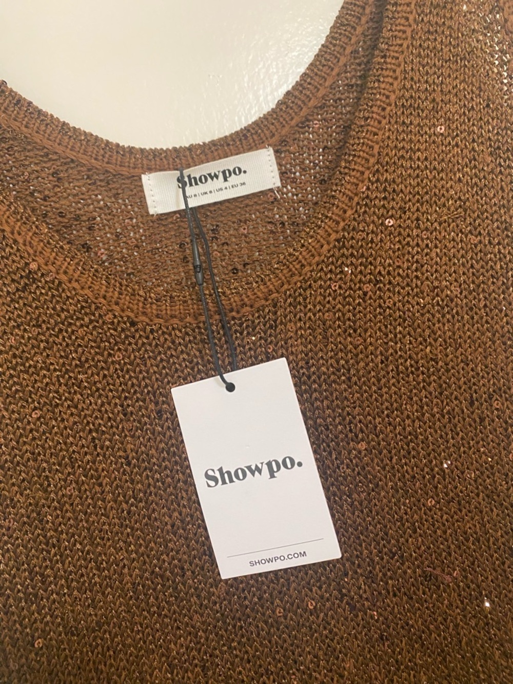 Showpo Jenna Maxi Dress Scoop Neck Sleeveless Sequin Knit Dress In Chocolate - Picture 9 of 12